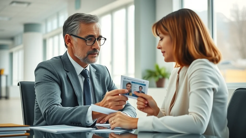 attentive notary verifying the identity of the signer through government-issued identification